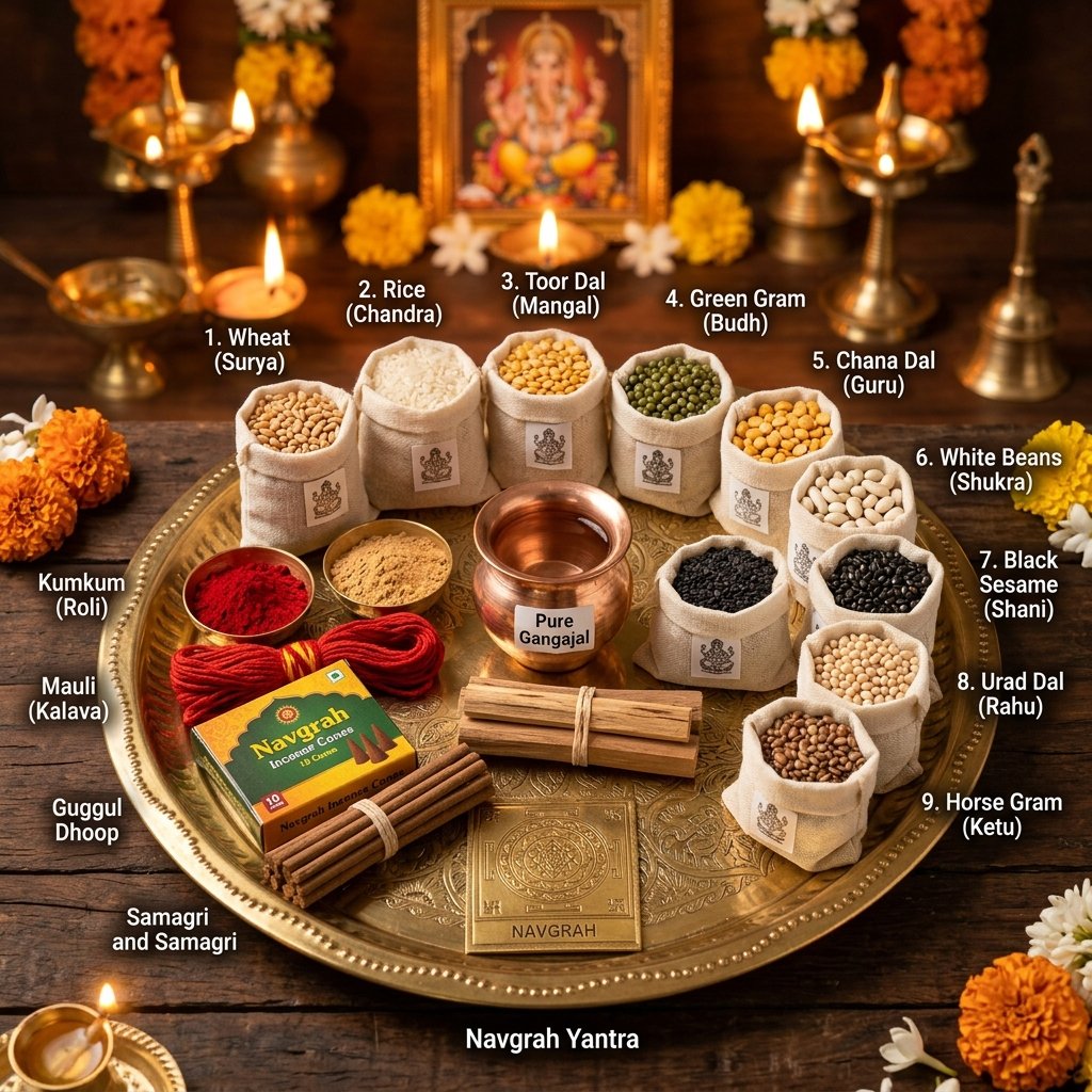 Sampurna Navgrah Shanti Pooja Kit (Complete Samagri, 28 Items)