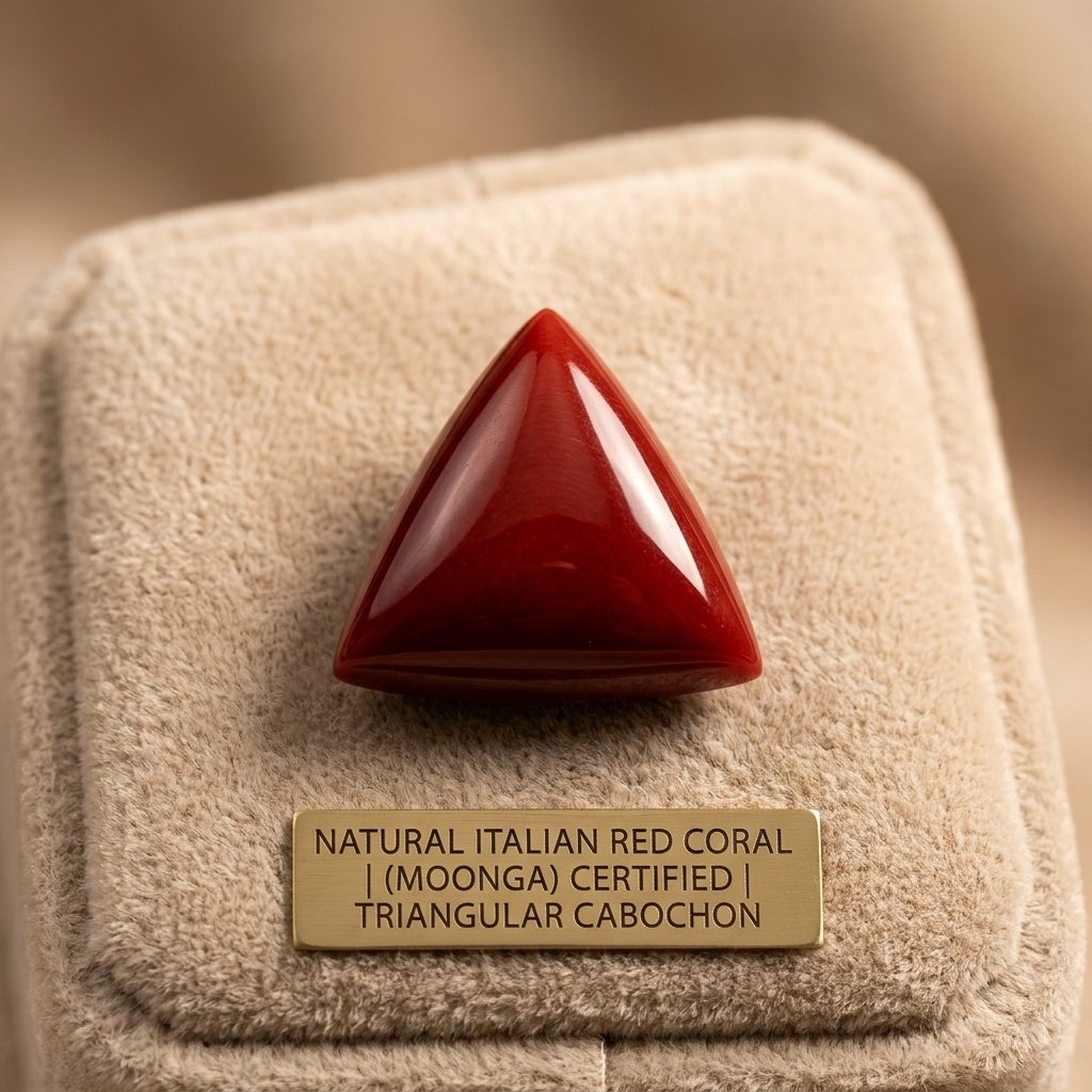 Natural Italian Red Coral (Moonga) Triangle - 6.25 Ratti