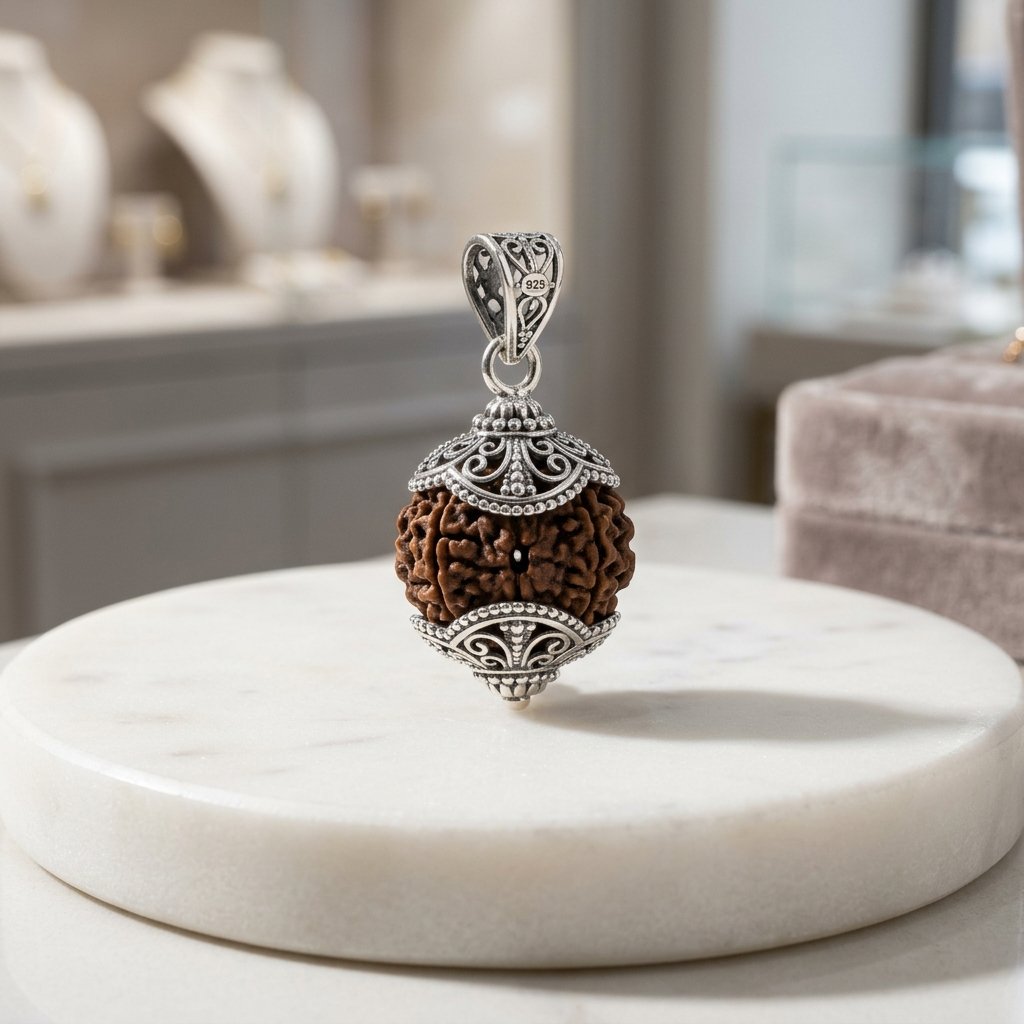 Authentic 1 Mukhi Round Indonesian Rudraksha with Silver Capping