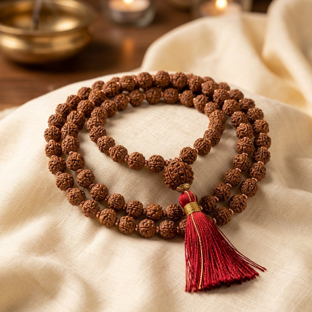 Siddh 5 Mukhi Original Nepalese Rudraksha Mala (108+1 Beads, 8mm)